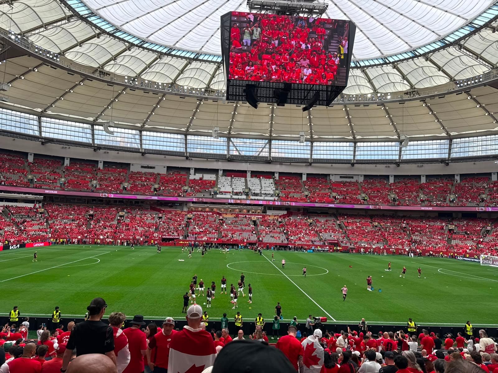A sea of red fans inside BC Place